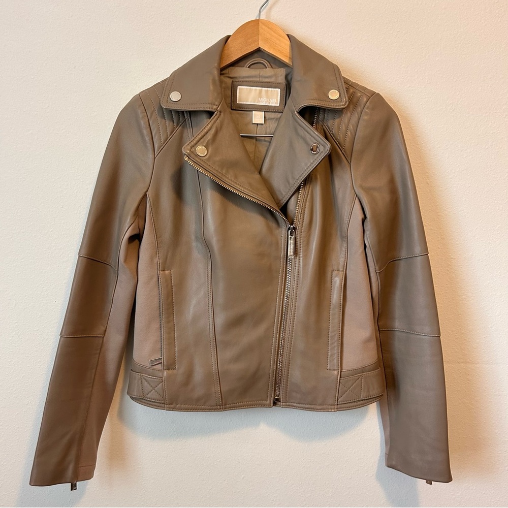 Michael Kors XS Women’s Taupe Leather Jacket